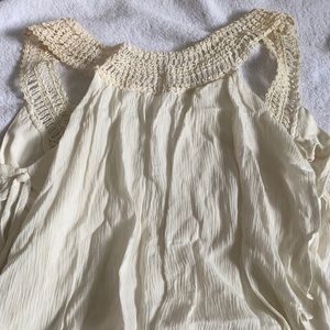 Crochet and linen shirt